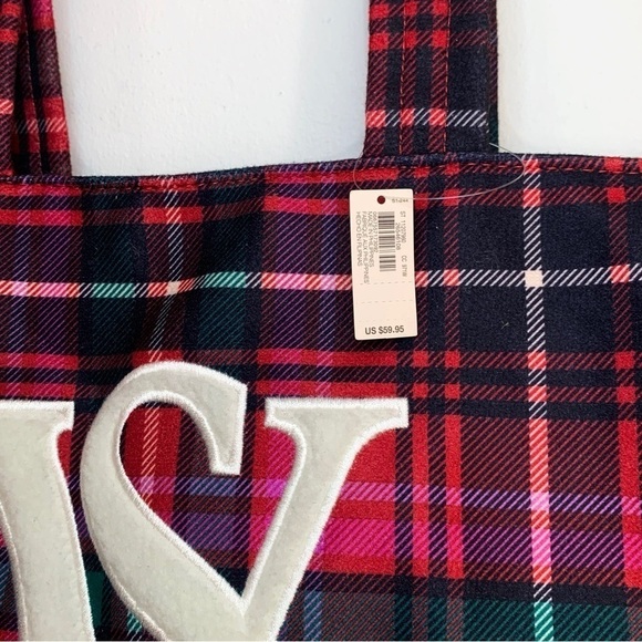 NWT* Victoria’s Secret Limited Edition Tartan Plaid Sherpa Carryall Tote Bag - Picture 5 of 7